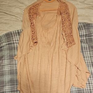 Lane Bryant Peach Blouse with Lace Detail